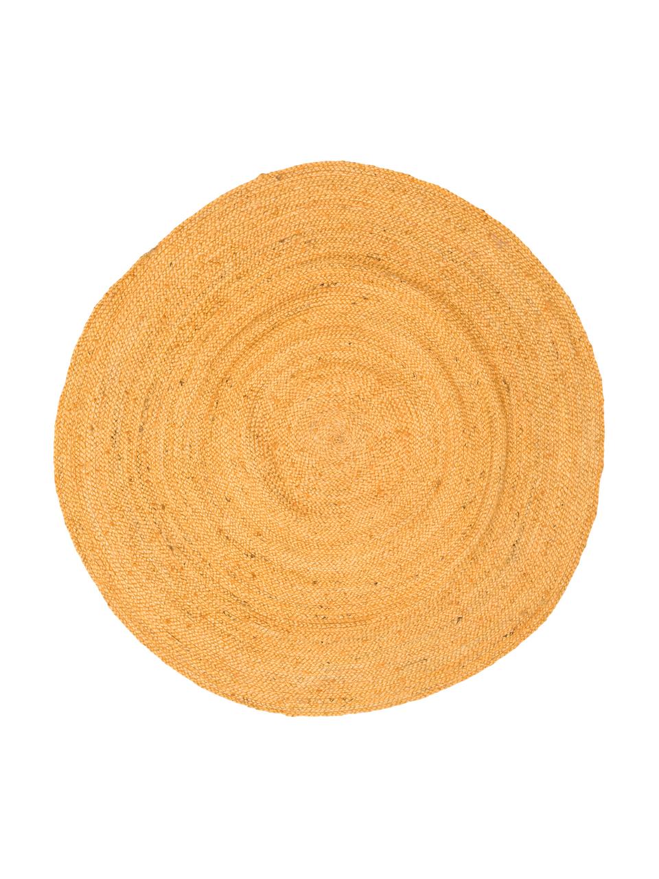 Tapis rond en jute jaune Pampas, Jaune