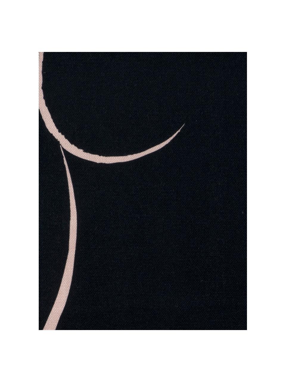Poszewka na poduszkę Curves, 100% bawełna, Czarny,blady różowy, S 40 x D 40 cm