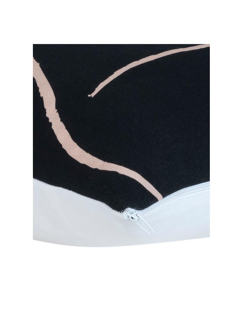 Federa arredo con stampa disegnata Curves, 100% cotone, Nero, rosa, Larg. 40 x Lung. 40 cm