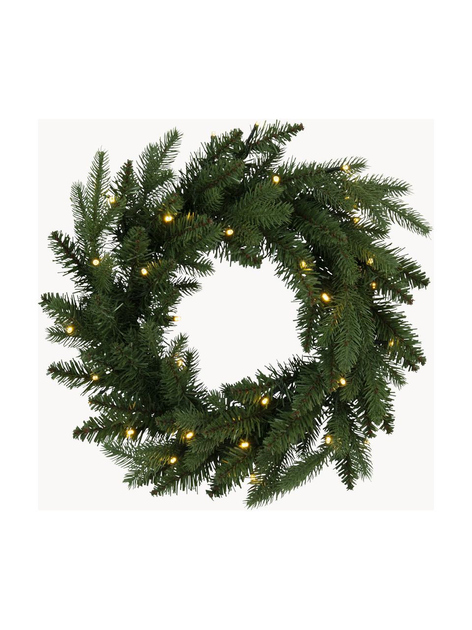 Couronne de Noël LED d'extérieur avec capteur crépusculaire Byske, Vert foncé, Ø 45 x haut. 10 cm