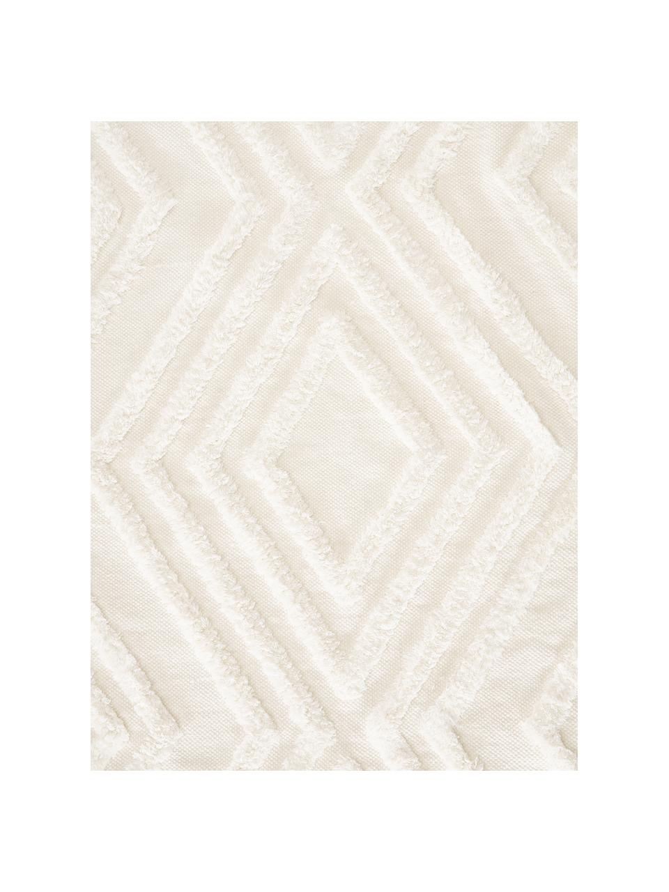 Alfombra redonda de algodón texturizada Ziggy, 100% algodón, Blanco crema, Ø 120 cm (Tamaño S)