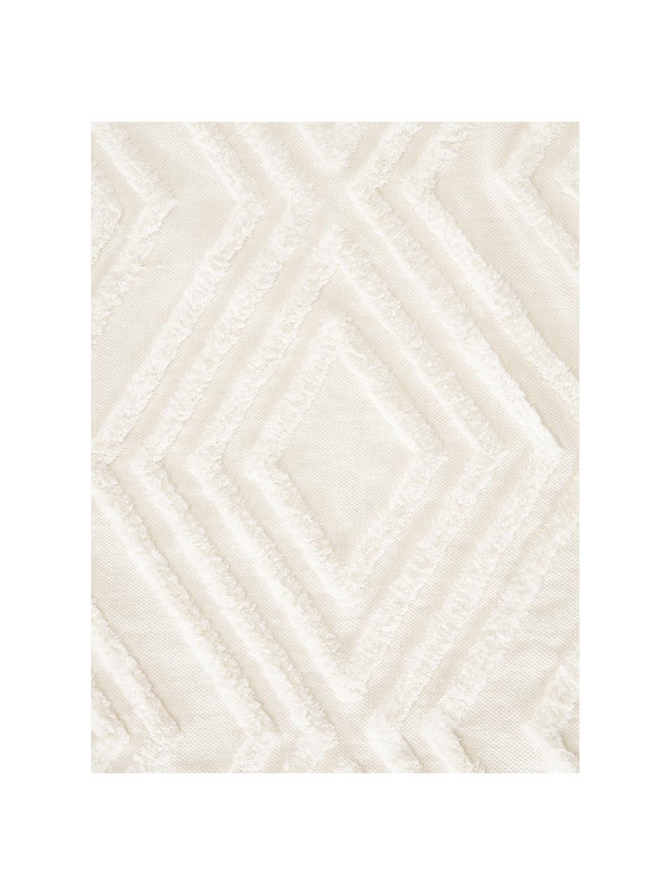Tappeto rotondo in cotone con struttura in rilievo Ziggy, 100% cotone, Bianco crema, Ø 120 cm (taglia S)