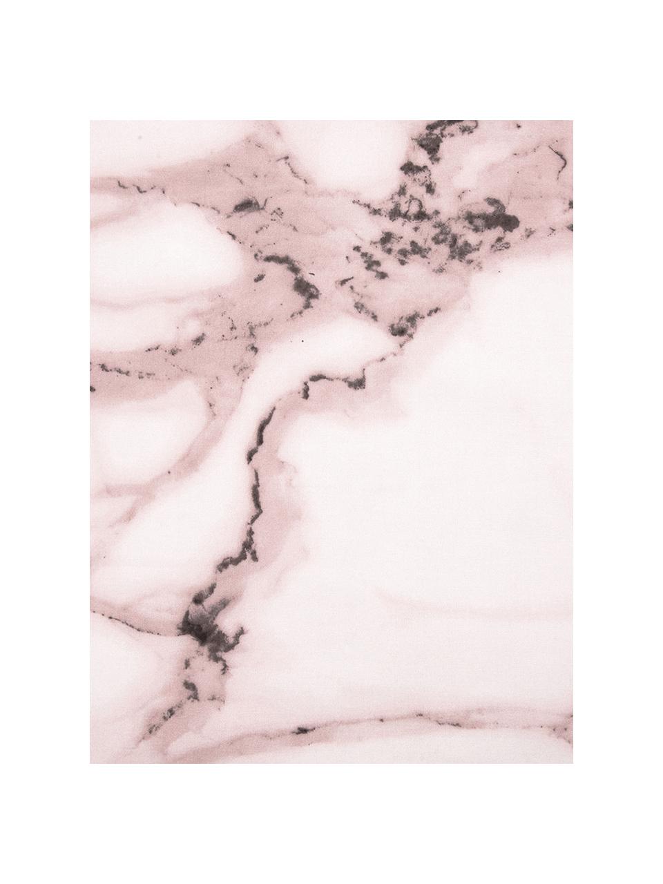 Set lenzuola in percalle effetto marmo Malin, Fronte: modello in marmo, rosa Retro: rosa monocolore, 240 x 300 cm + 2 federe 50 x 80 cm