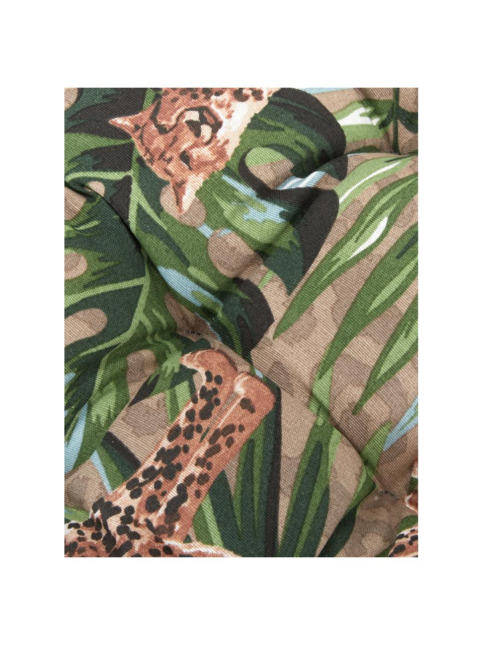 Coussin de chaise imprimé tropical Lenny, 50 % coton, 45 % polyester,
5 % autres fibres, Taupe, vert, brun, noir, larg. 45 x long. 45 cm