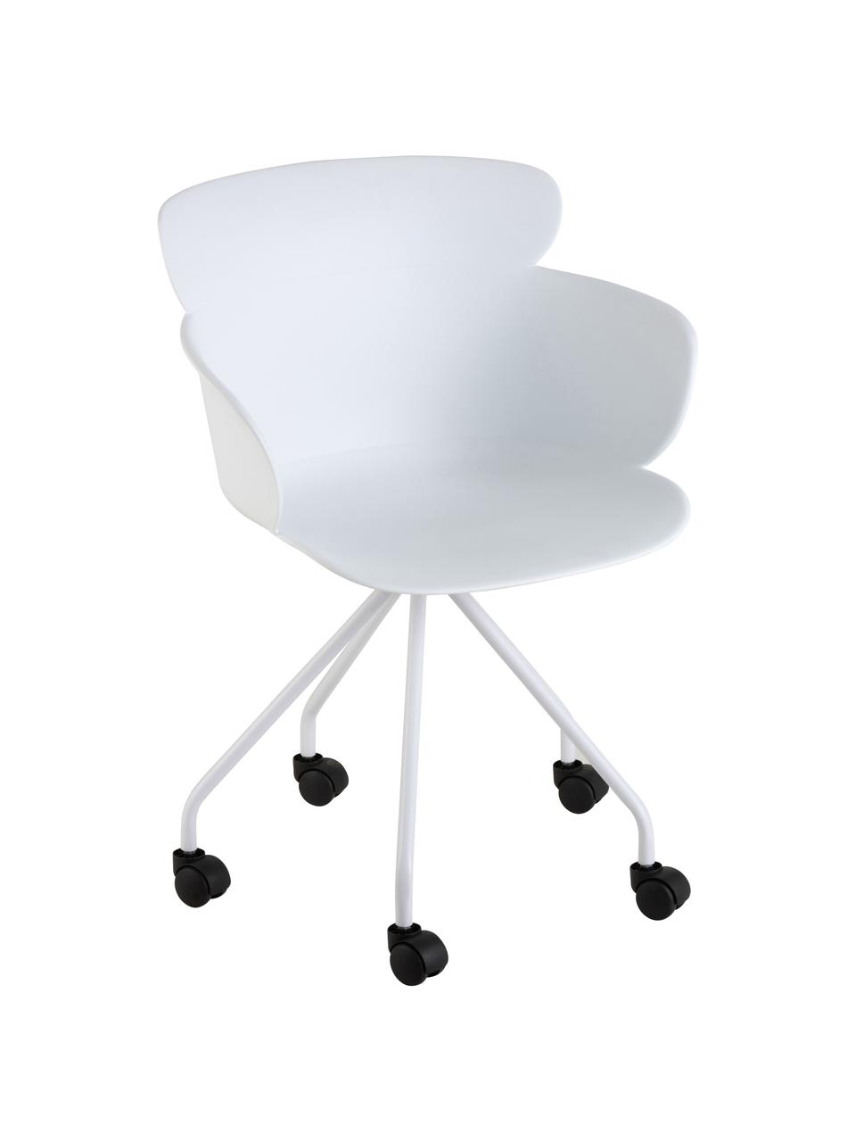 Krzesło biurowe z tworzywa sztucznego Eva, Tworzywo sztuczne (PP), Biały, S 61 x G 58 cm