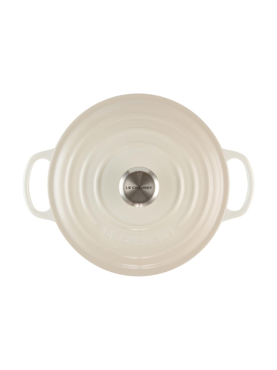 Kulatý litinový kastrol Signature Collection, Smaltovaná litina, Odstíny bílé, Ø 20 cm, V 12 cm
