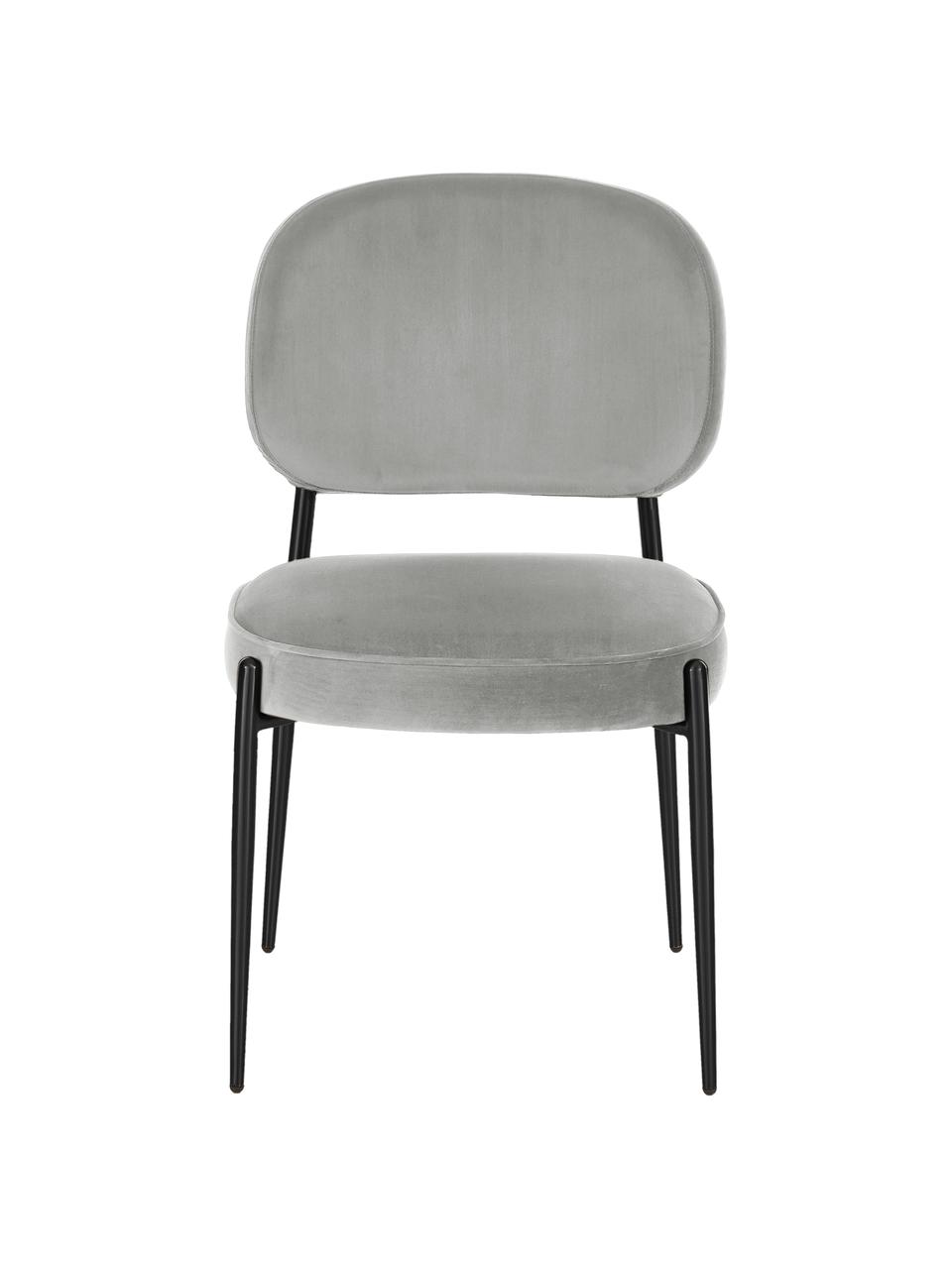 Fluwelen stoel Viggo, Bekleding: fluweel (polyester), Fluweel grijs, poten zwart, B 49 x D 66 cm