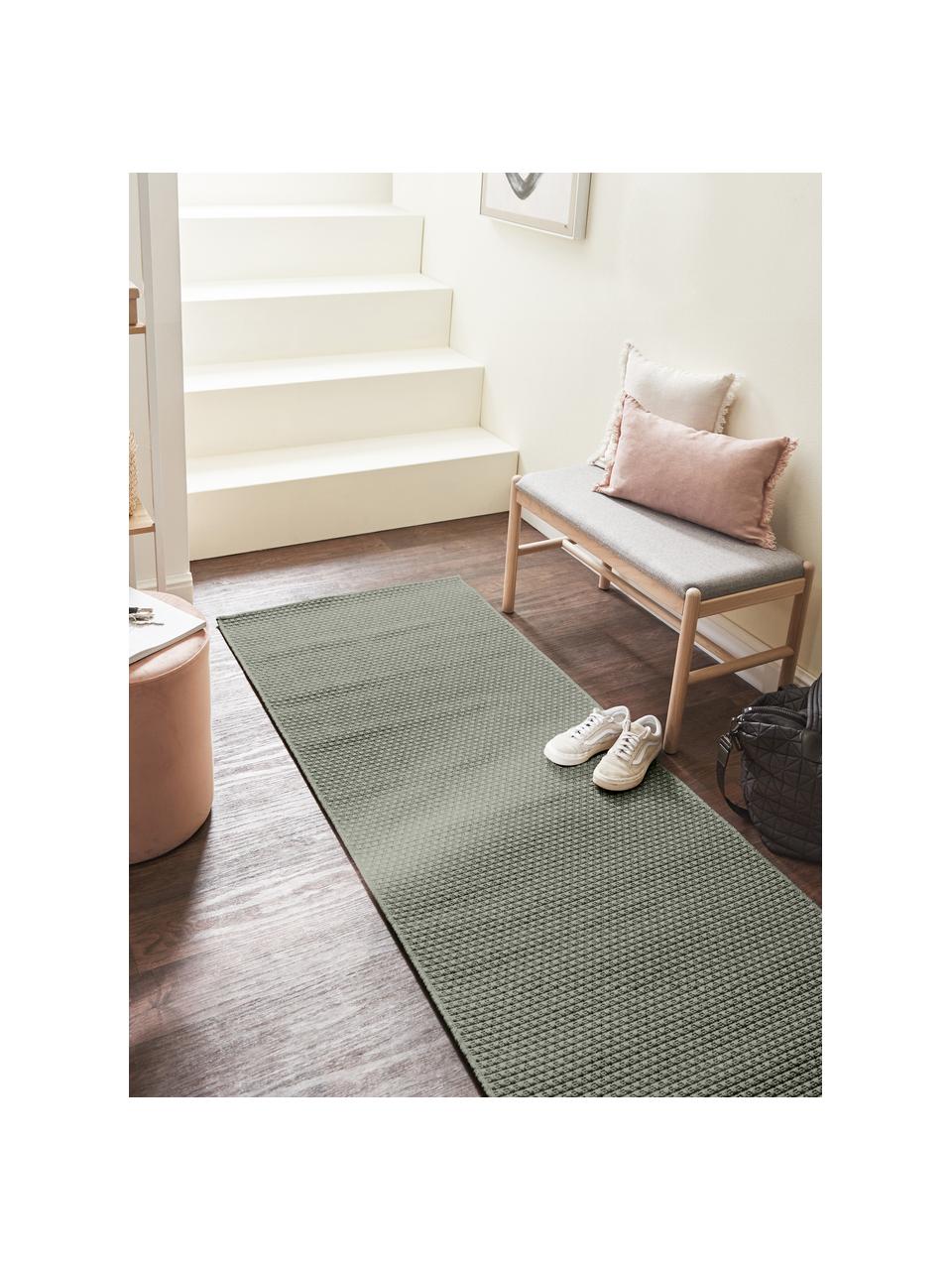Alfombra corredor para exterior Toronto, 100% polipropileno, Verde salvia, An 80 x L 200 cm