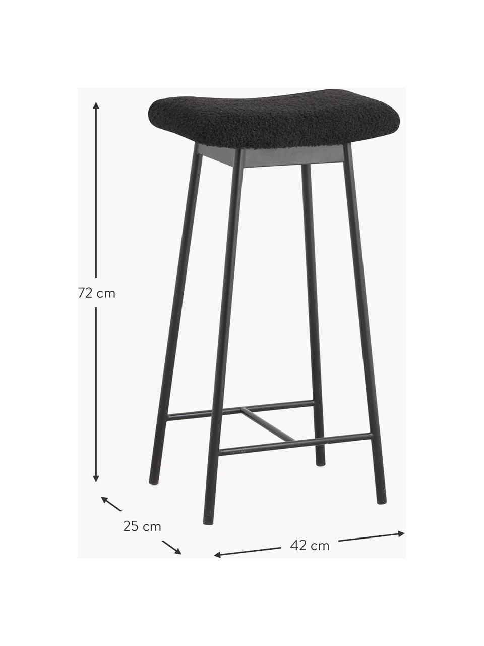 Tabouret de bar en peluche Zala, Peluche noir, larg. 42 x haut. 72 cm