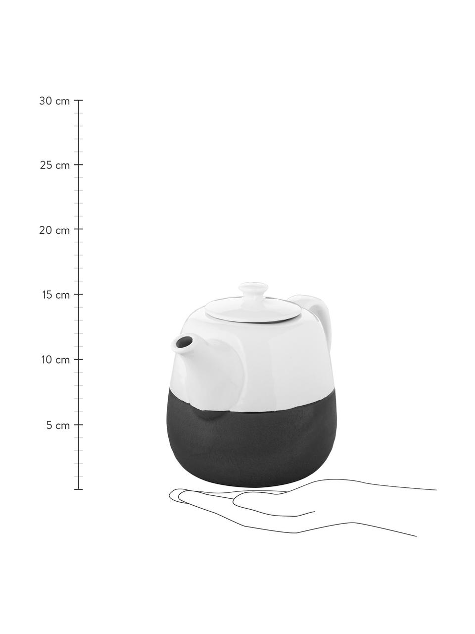 Keramische handgemaakte theepot Esrum mat/glanzend, 1.4 L, Bovenzijde: glad geglazuurd keramiek, Onderzijde: natuurlijk keramiek, Ivoorkleurig, grijsbruin, 1,4 L