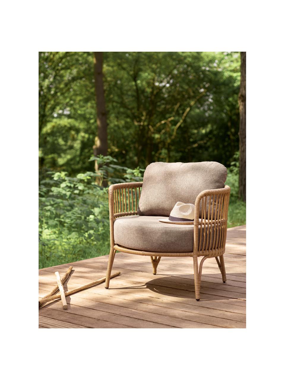 Tuin loungefauteuil Hampton, Bekleding: 100% polyester, Frame: gecoat aluminium, Beige, lichtbruin, B 81 x D 77 cm