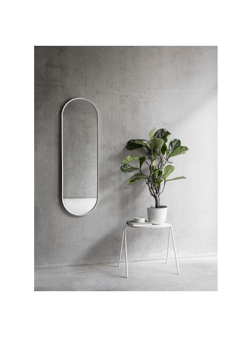 Owalne lustro ścienne z aluminiową ramą Norm, Biały, S 40 x W 130 cm