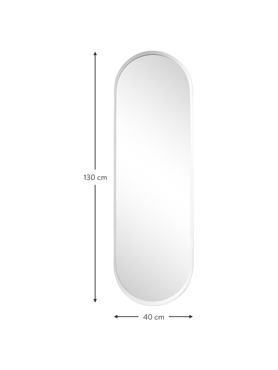 Ovaler Wandspiegel Norm mit Aluminiumrahmen, Rahmen: Aluminium, pulverbeschich, Spiegelfläche: Spiegelglas, Weiß, B 40 x H 130 cm