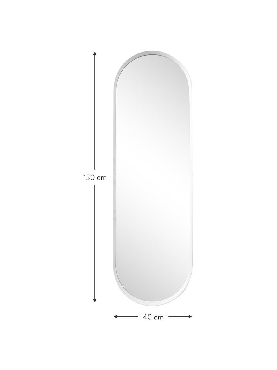 Ovaler Wandspiegel Norm, Rahmen: Aluminium, pulverbeschich, Spiegelfläche: Spiegelglas, Weiss, B 40 x H 130 cm