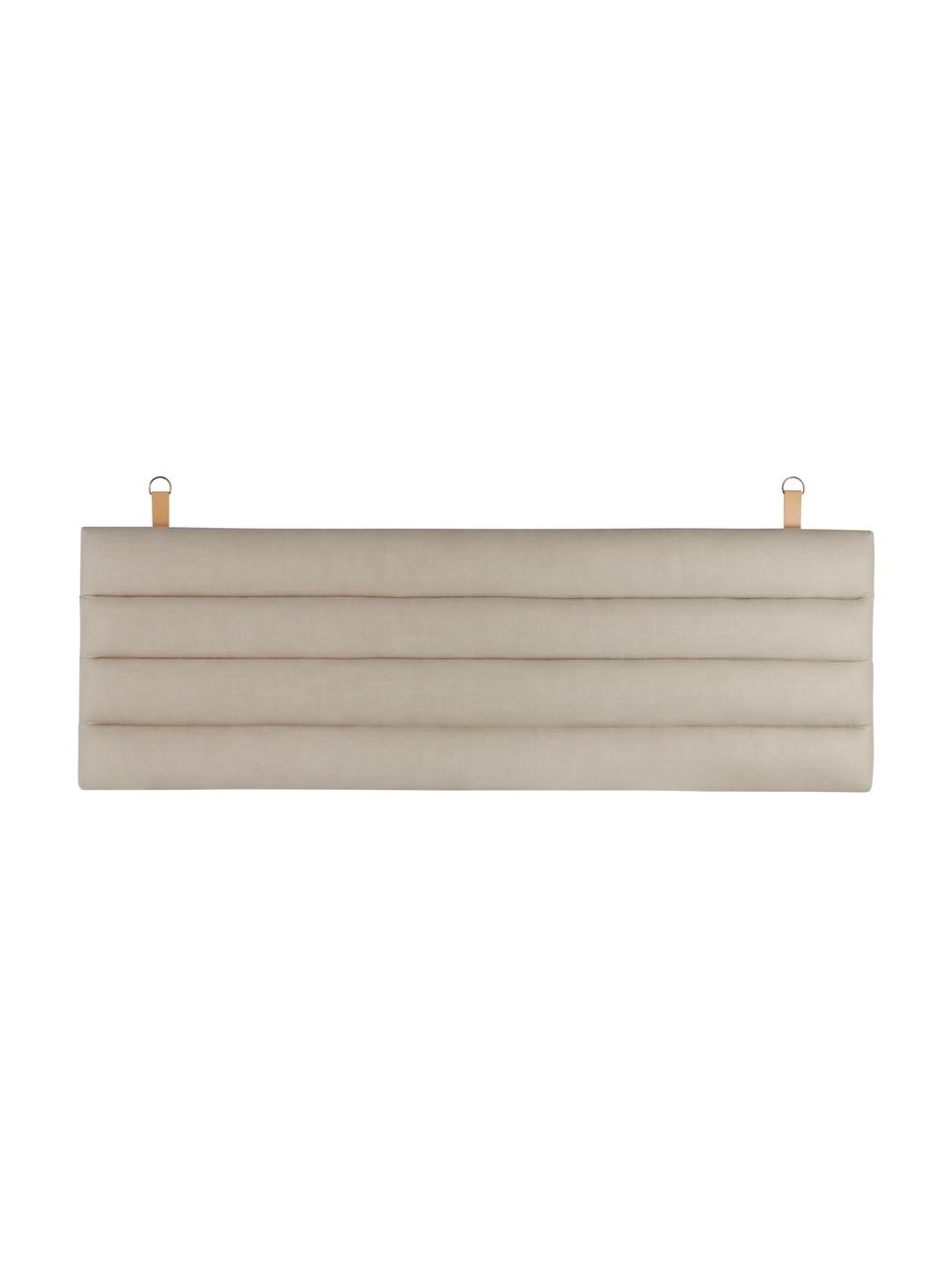 Cabecero tapizado Amsterdam, Funda: 100% lino, Estructura: madera contrachapada, Asas: cuero sintético, Tejido beige, An 160 x Al 60 cm