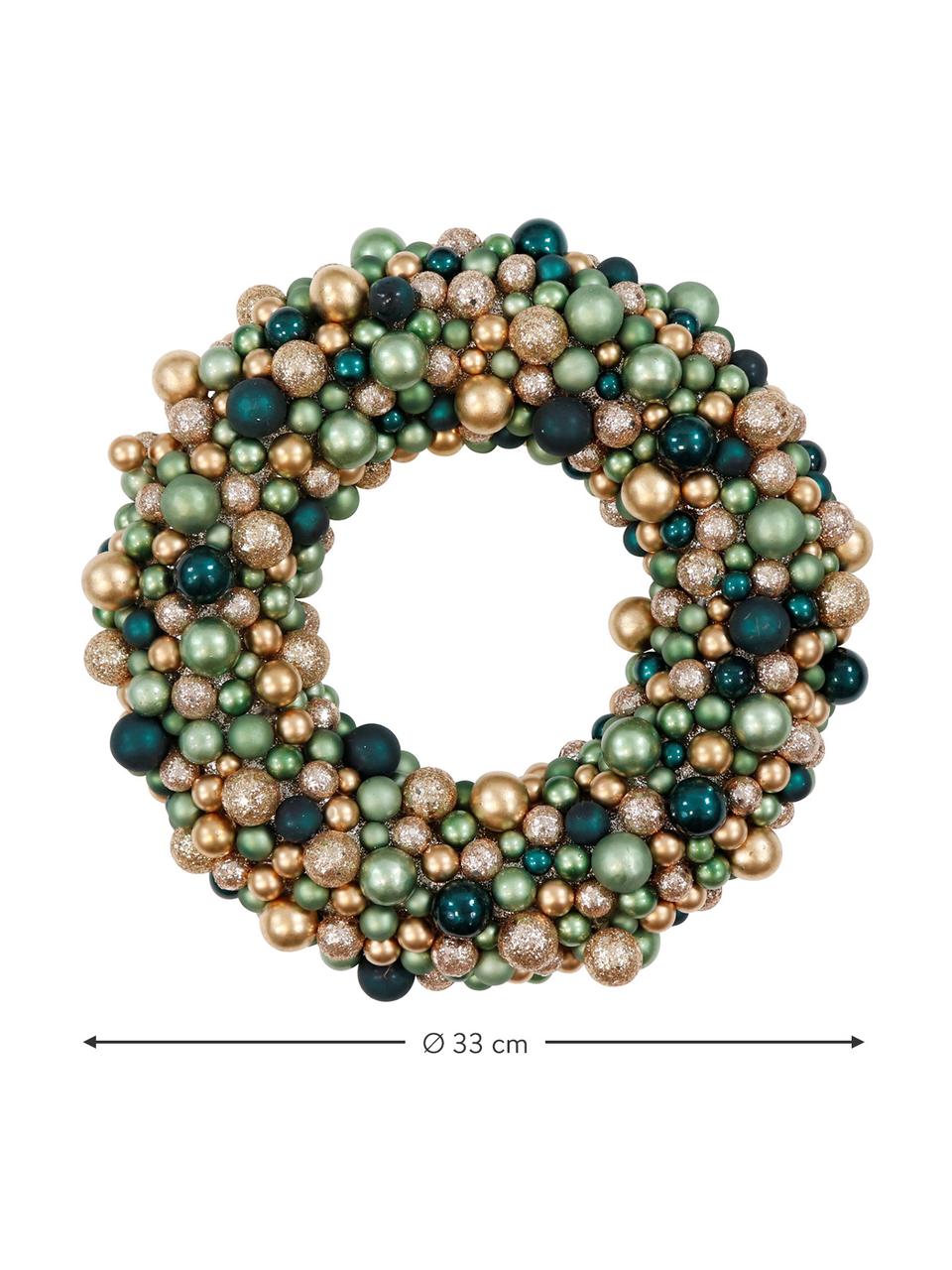 Couronne de Noël Festivity, Plastique, polystyrène, Vert, doré, Ø 33 x haut. 7 cm