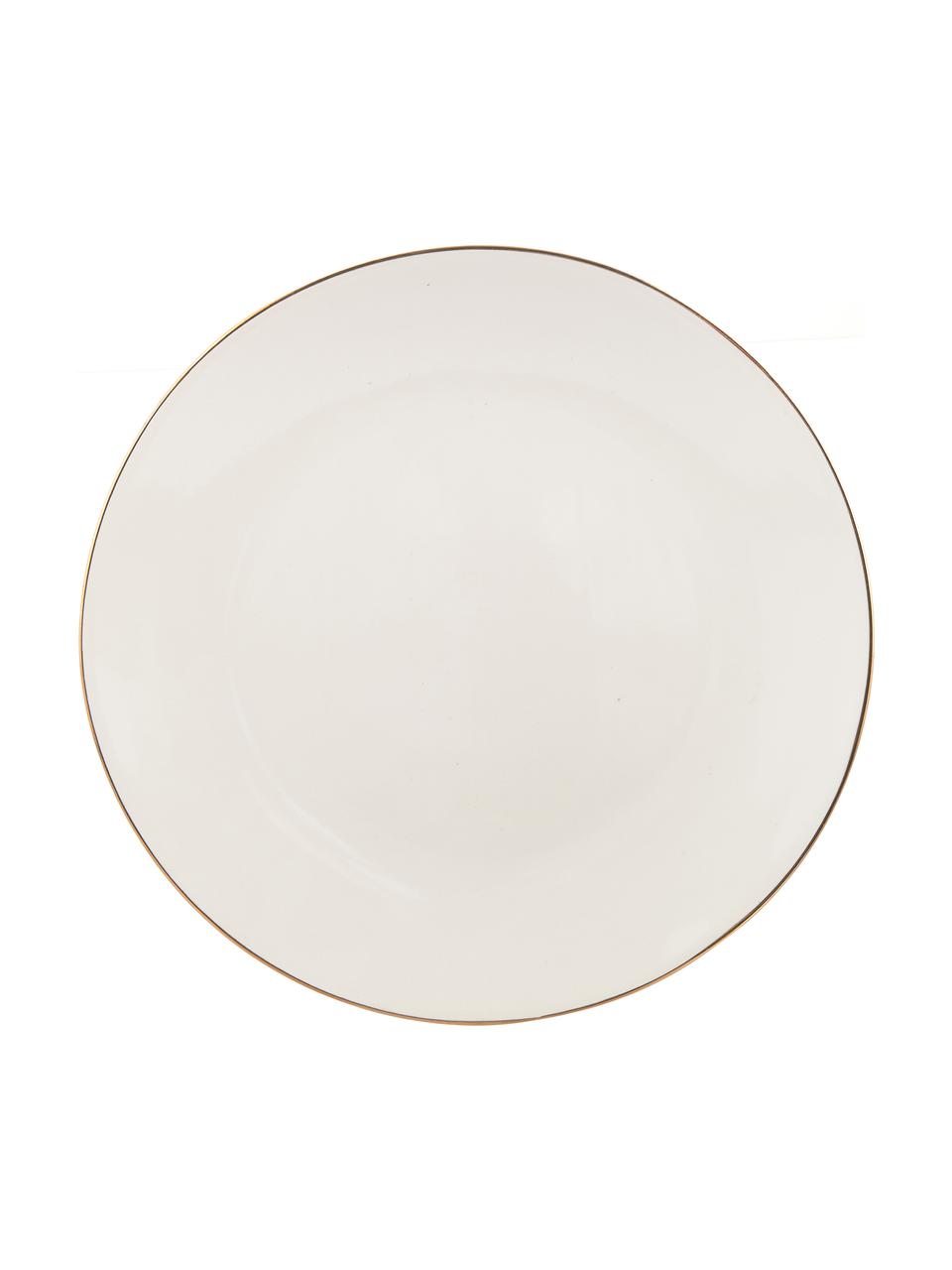 Assiette plate artisanale céramique Allure, 6 pièces, Céramique, Blanc, couleur dorée, Ø 26 cm