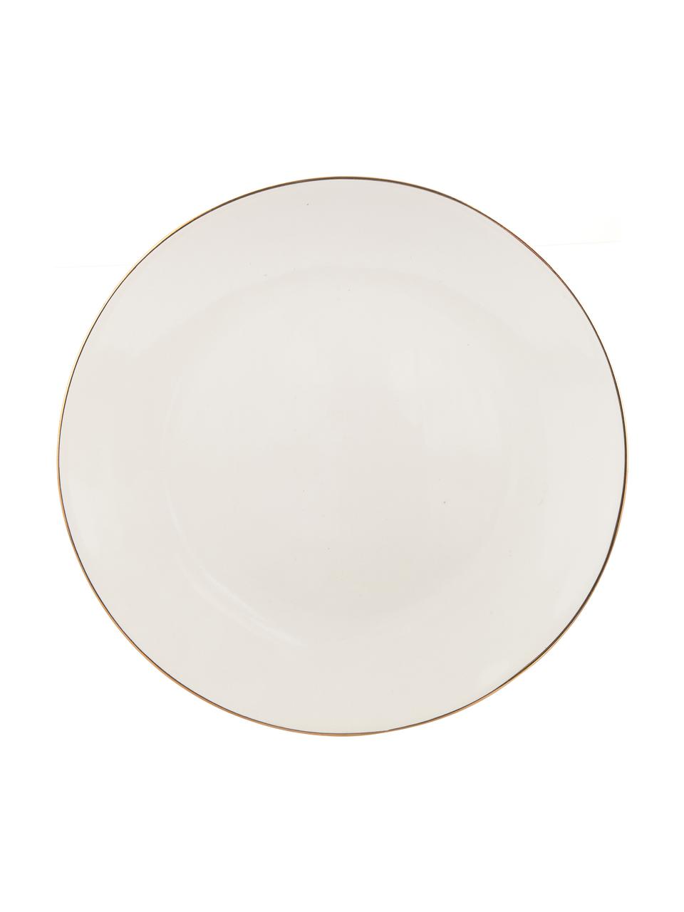 Ručně vyrobený talíř se zlatým okrajem Allure, 6 ks, Keramika, Bílá, zlatá, Ø 26 cm