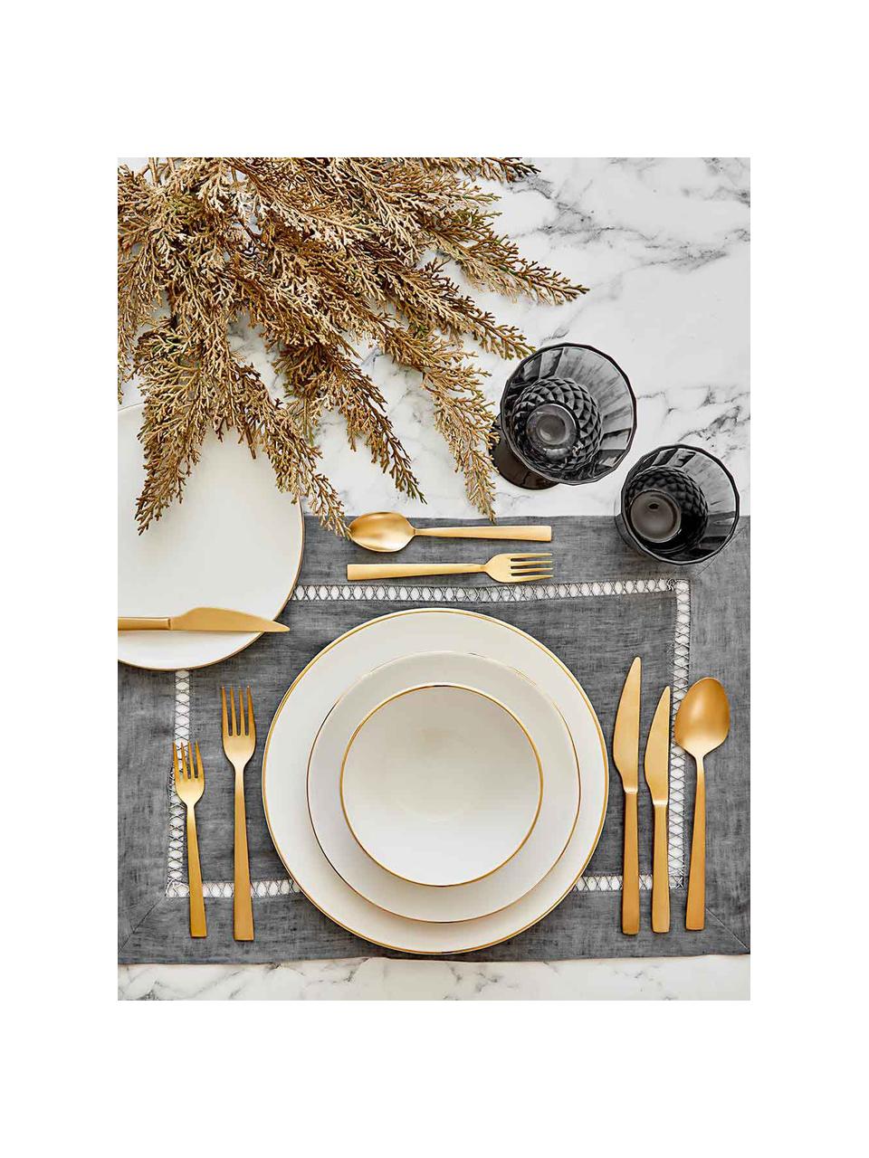 Assiette plate artisanale céramique Allure, 6 pièces, Céramique, Blanc, couleur dorée, Ø 26 cm