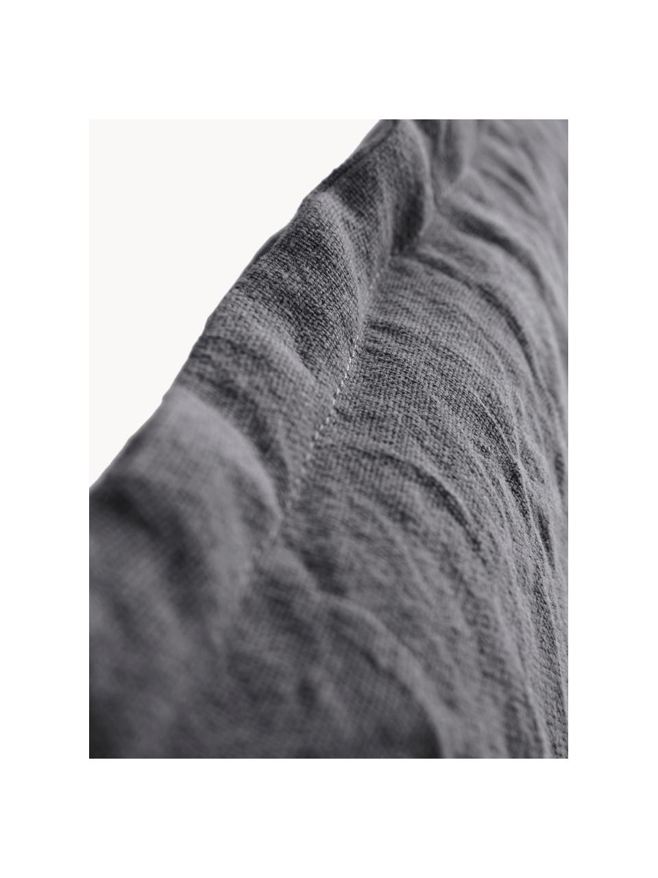 Testiera in lino Palma, Sottostruttura: struttura in legno, Lino grigio scuro, Larg. 180 x Alt. 122 cm