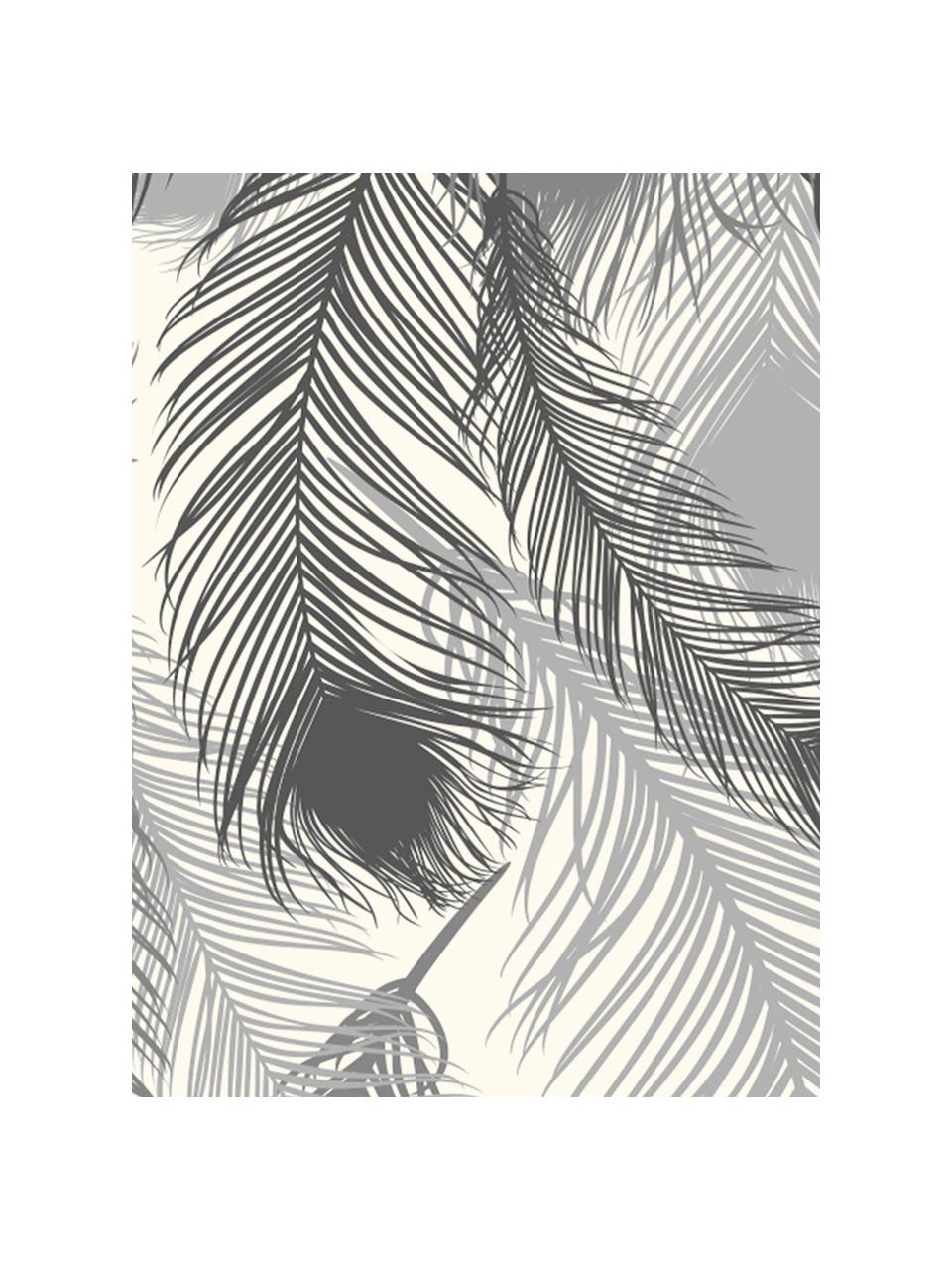 Behang Feathery, Vinylfolie, zijdemat, bedrukt, Zwart, wit, 90 x 250 cm