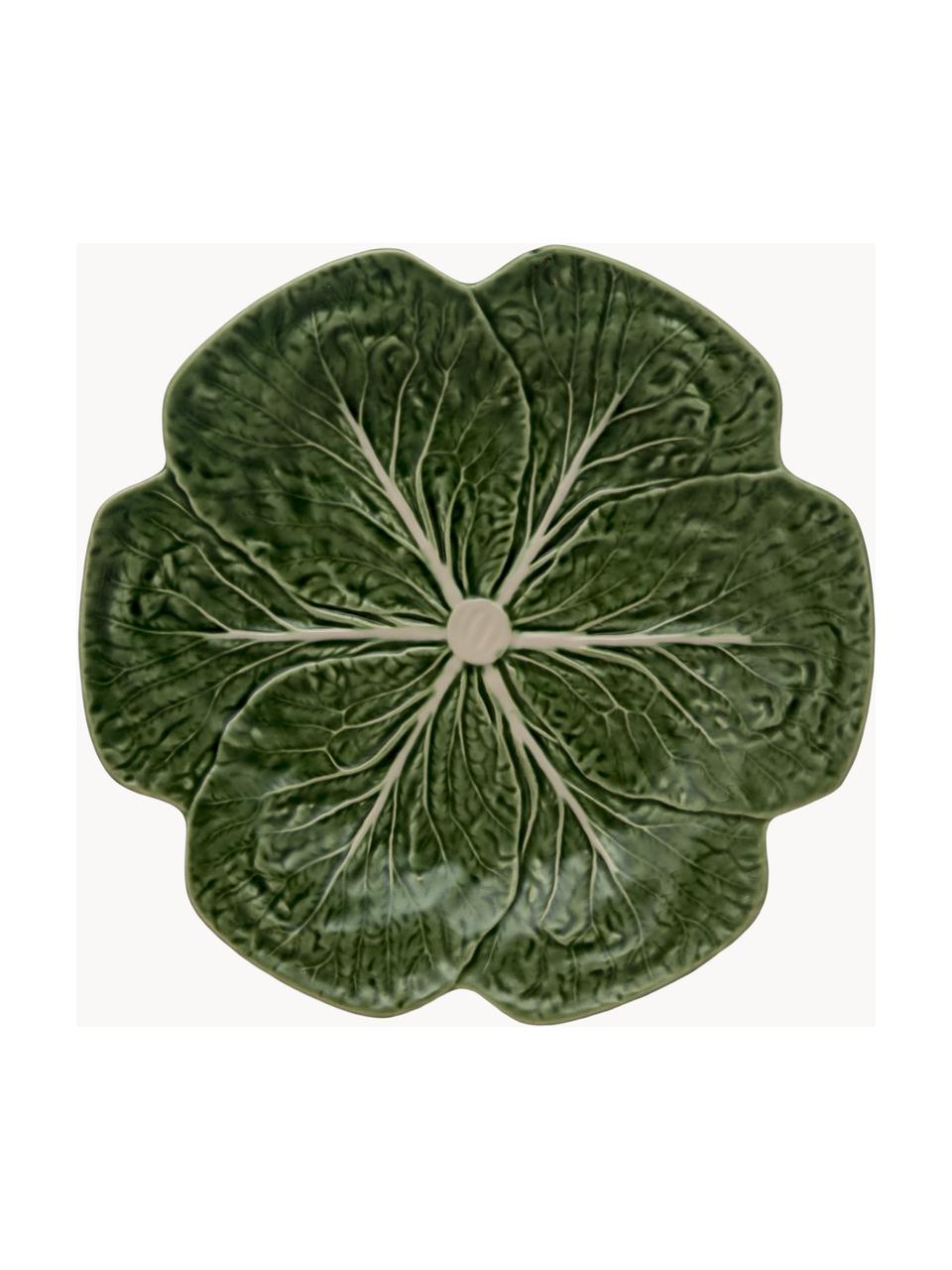 Ručně malované mělké talíře Cabbage, 2 ks, Kamenina, Tmavě zelená, Ø 27 cm