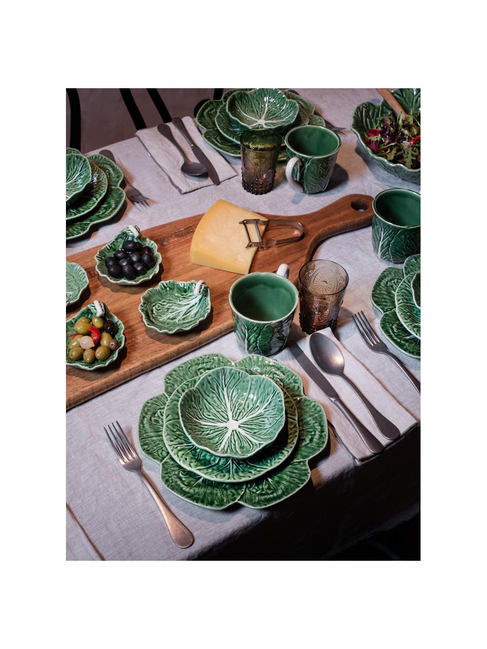 Handbeschilderde dinerborden Cabbage, 2 stuks, Keramiek, Donkergroen, Ø 27 cm