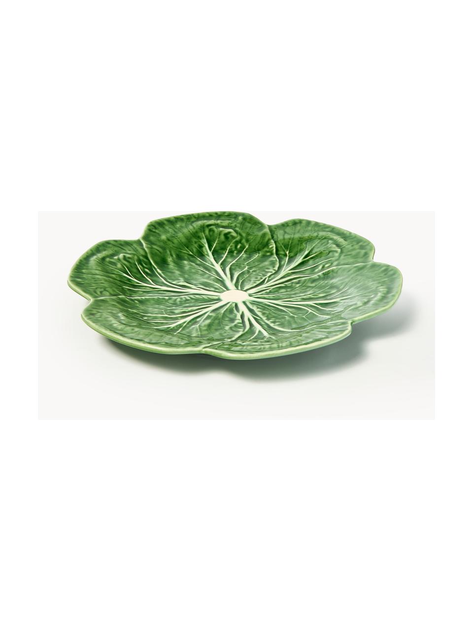 Ručne vyrobené plytké taniere Cabbage, 2 ks, Kamenina, Tmavozelená, Ø 27 cm