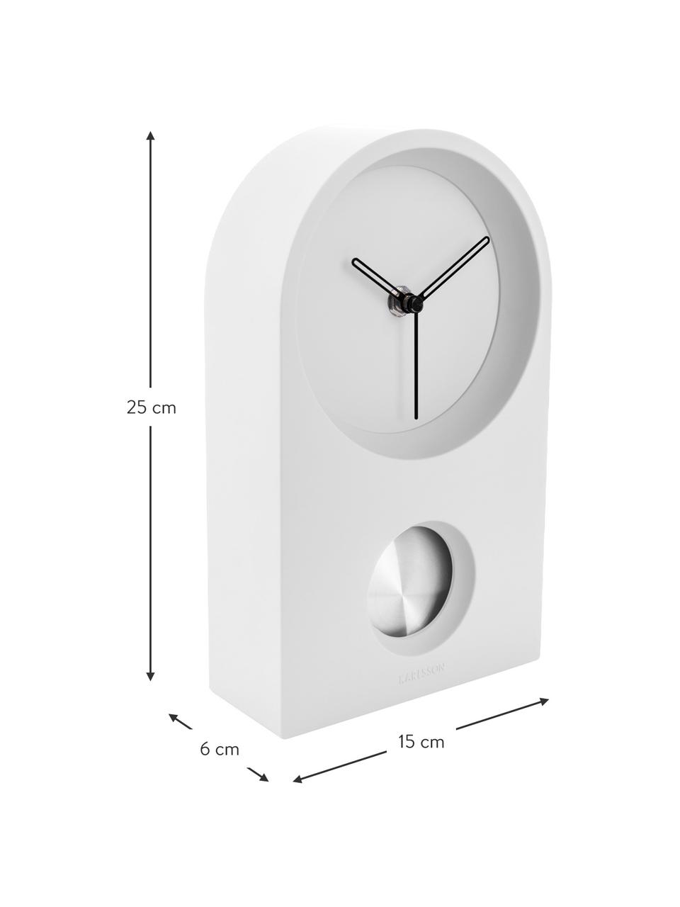 Orologio da tavolo Taut, Materiale sintetico (ABS), Bianco, argento, nero, Larg. 15 x Alt. 25 cm