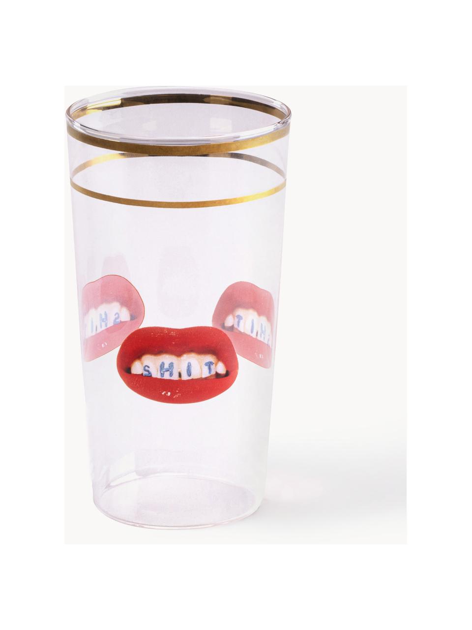 Vaso de diseño Lips, Labios rojos con inscripción., Ø 7 x Al 13 cm, 375 ml