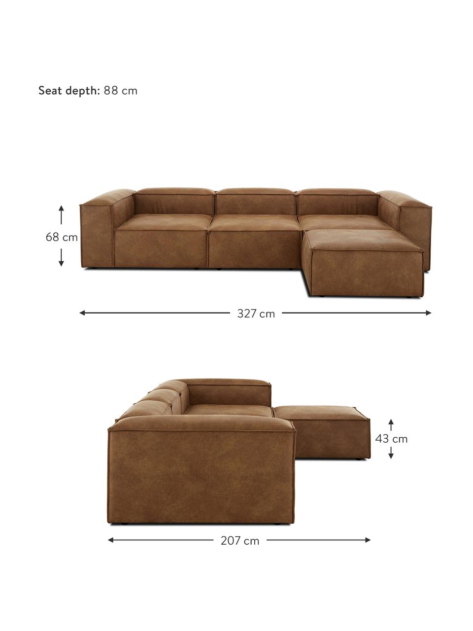 Doordeweekse dagen Drijvende kracht verwijzen Modulaire bank Lennon (4-zits) met kruk in bruin van gerecycled leer |  WestwingNow