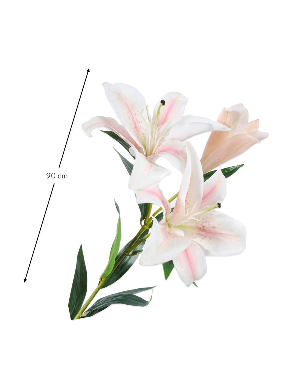 Květinová dekorace lilie, bílo-růžová, Umělá hmota, kovový drát, Bílá, růžová, D 90 cm