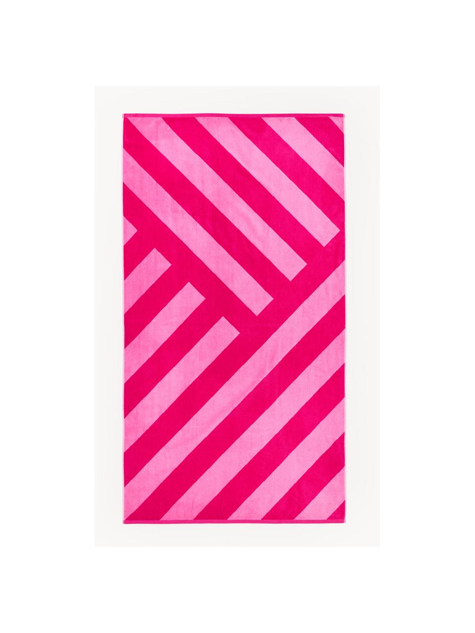 Strandlaken Suri met zigzag patroon, Roze, B 90 x L 170 cm