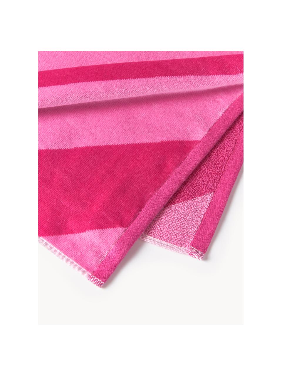 Strandlaken Suri met zigzag patroon, Roze, B 90 x L 170 cm