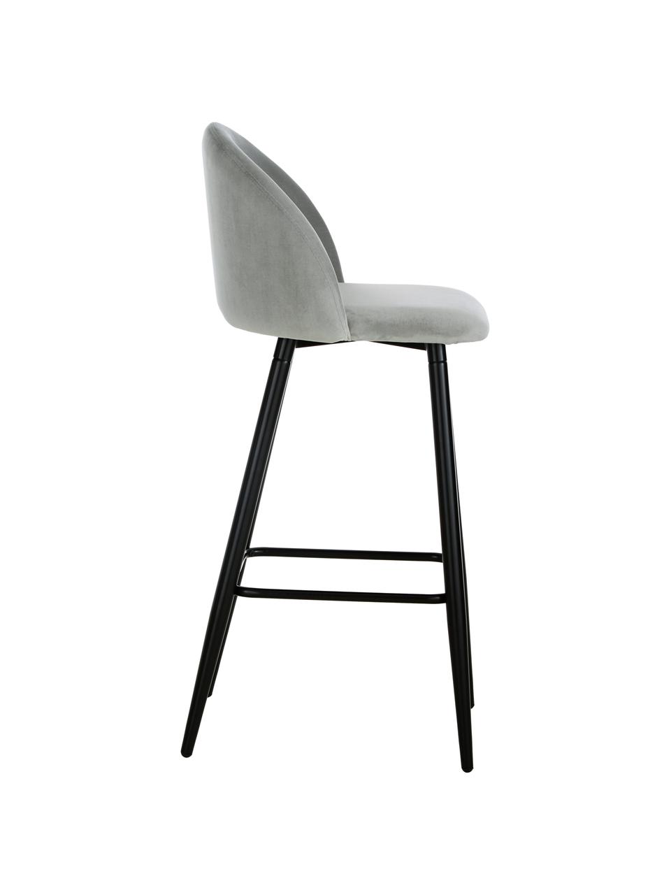 Tabouret de bar en velours Amy, Velours gris, larg. 45 x haut. 103 cm