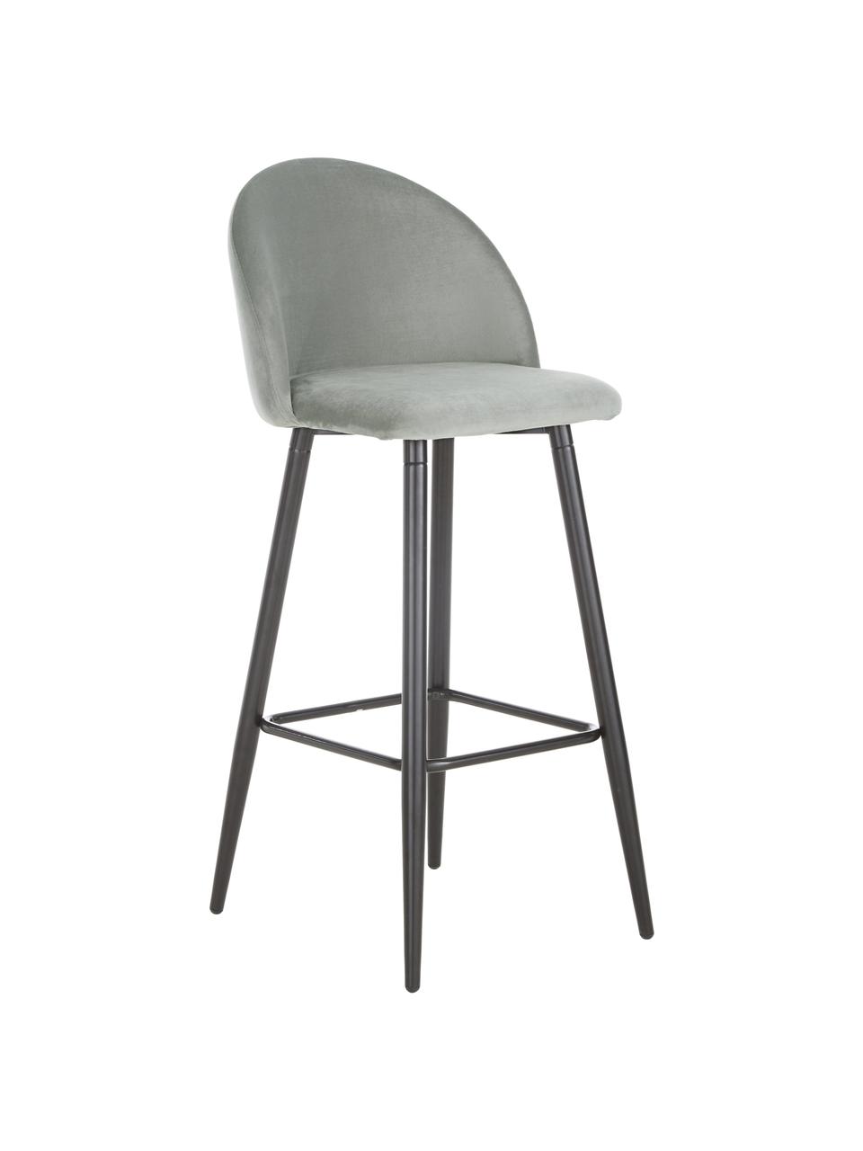 Tabouret de bar en velours Amy, Velours gris, larg. 45 x haut. 103 cm