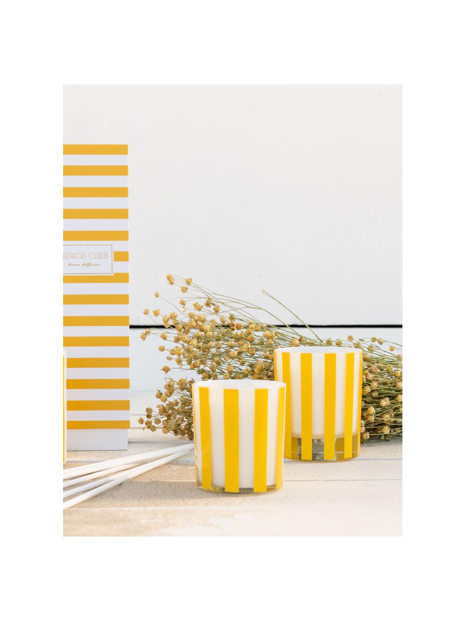 Candela profumata Beach Club (fiori), Contenitore: vetro, Giallo, bianco, trasparente, Ø 9 x Alt. 10 cm