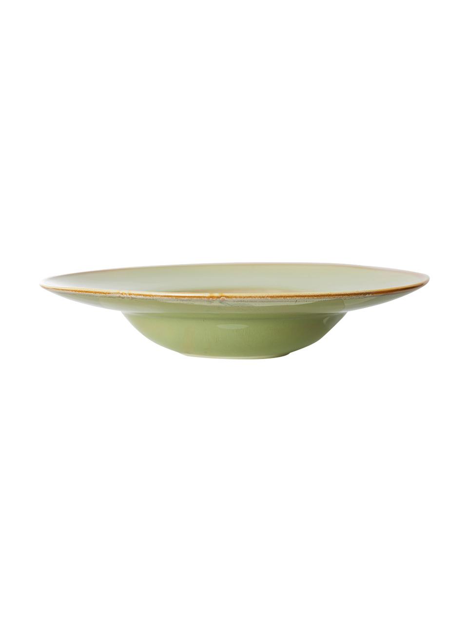 Set de platos de pasta artesanales de porcelana Chef, 4 uds., Porcelana, Verde oliva, Ø 29 cm