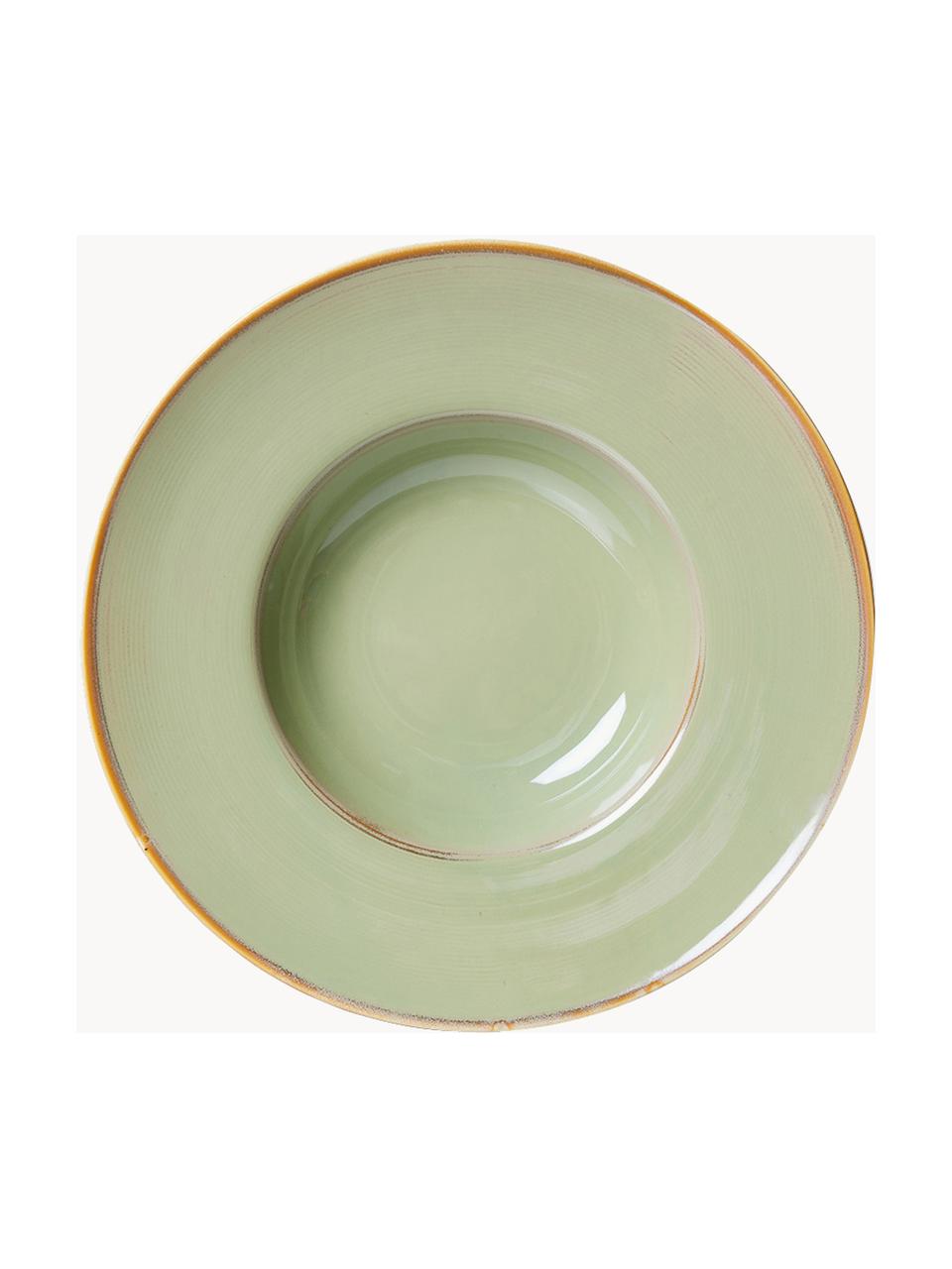 Set de platos de pasta artesanales de porcelana Chef, 4 uds., Porcelana, Verde oliva, Ø 29 cm