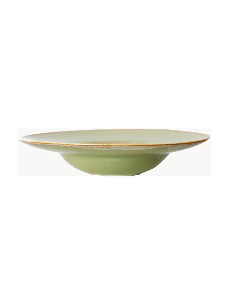 Set de platos de pasta artesanales de porcelana Chef, 4 uds., Porcelana, Verde oliva, Ø 29 cm