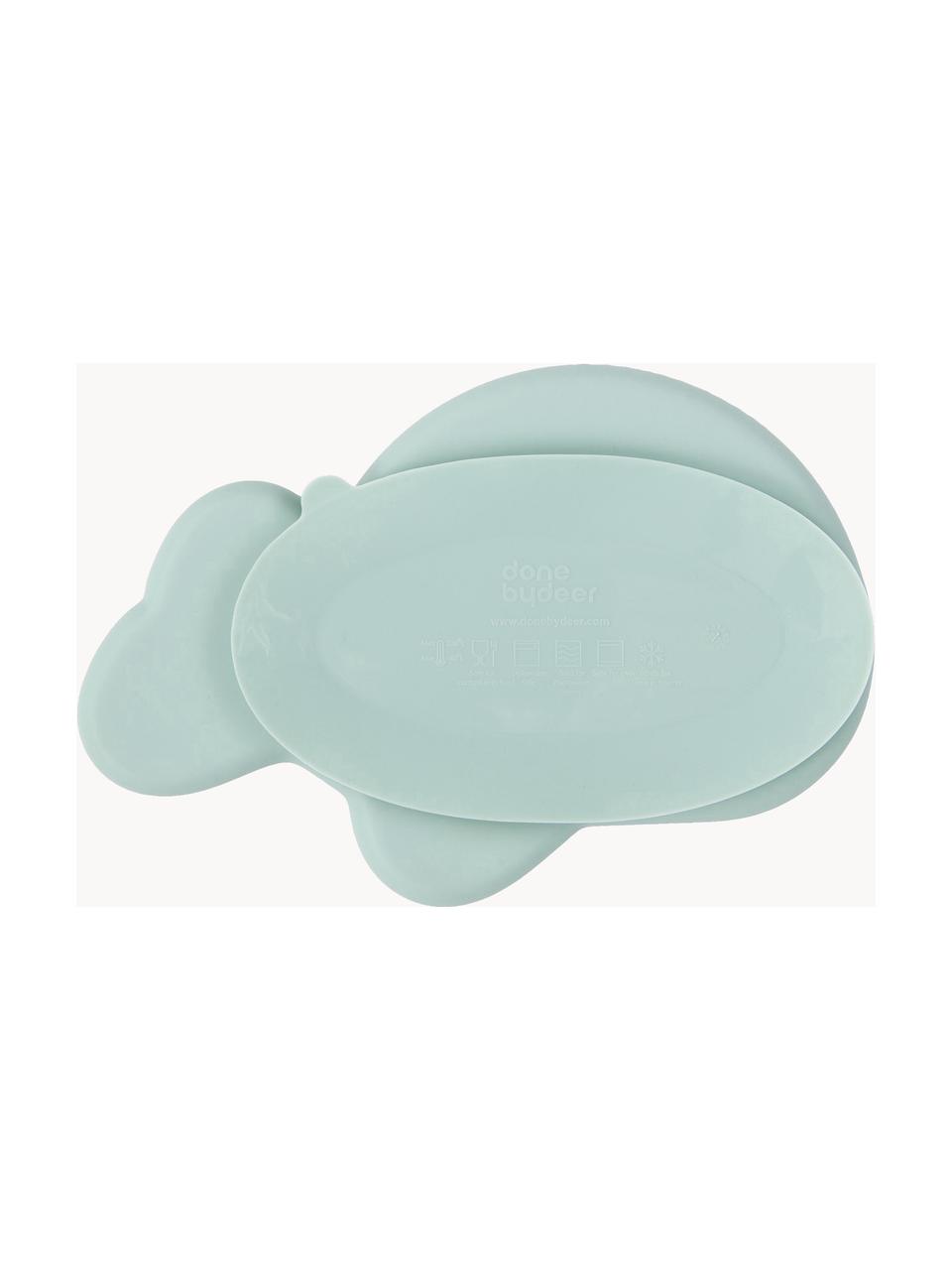 Assiette à goûter avec fonction Stick & Stay Wally, 100 % silicone, sans BPA, Bleu ciel, larg. 22 x haut. 3 cm