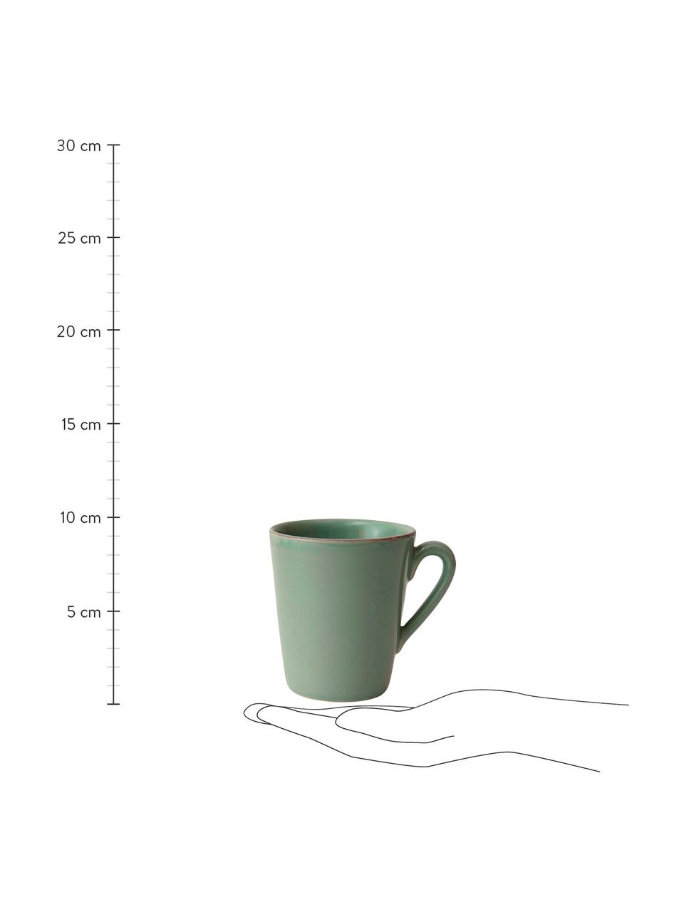 Tazas Constance, 2 uds., estilo rústico, Gres, Verde salvia, Ø 9 x Al 10 cm, 250 ml