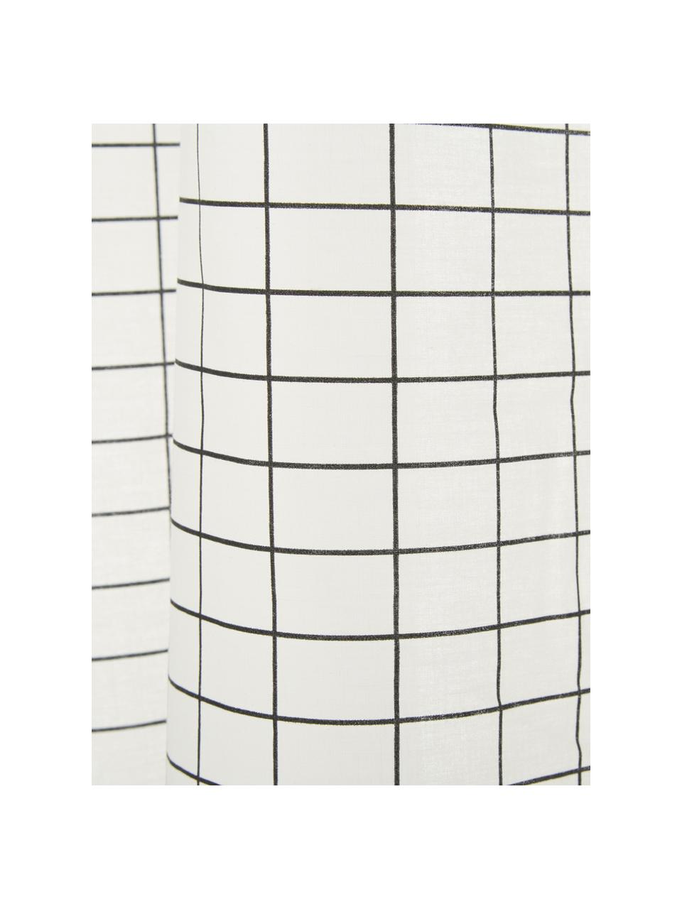 Schmaler Duschvorhang Tile aus Baumwoll-Mix, Schwarz, Weiß, 150 x 200 cm