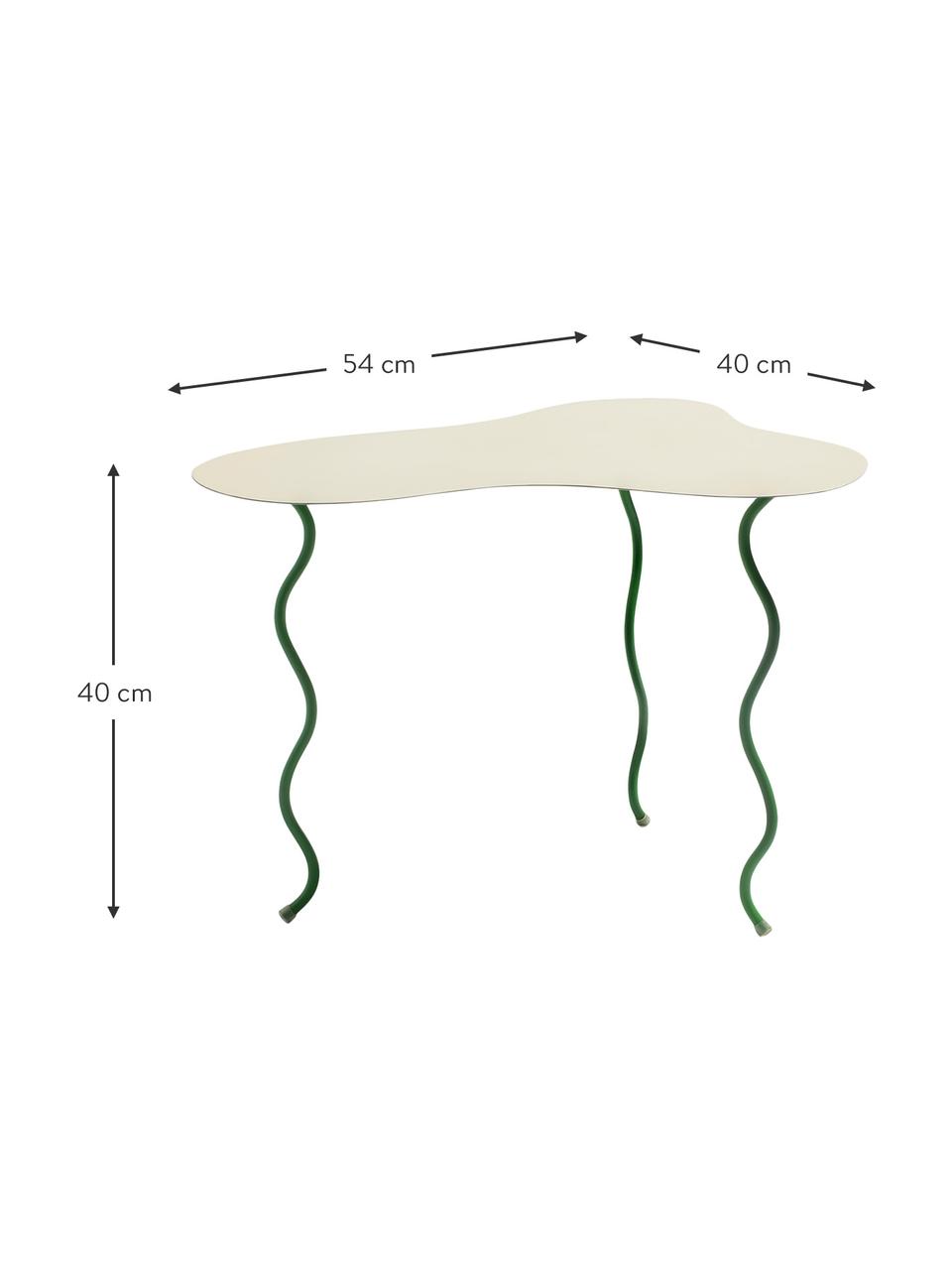 Kovový odkládací stolek Squiggle, Potažený kov, Bílá, zelená, Š 40 cm, V 40 cm