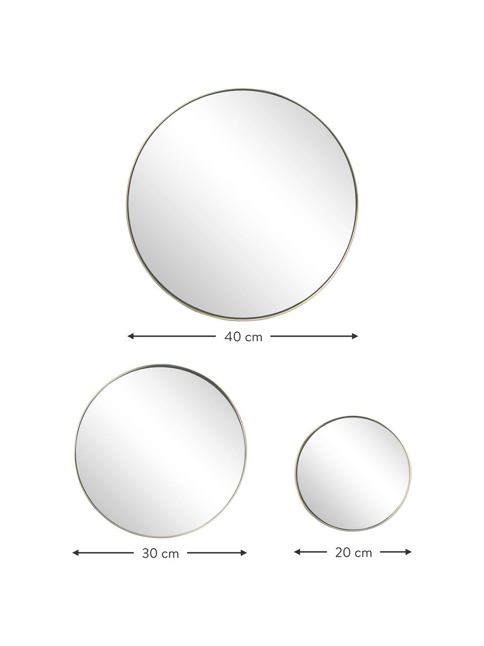 Ronde wandspiegelsset Lacie, 3-delig, Lijst: gepoedercoat metaal, Goudkleurig, Set met verschillende formaten