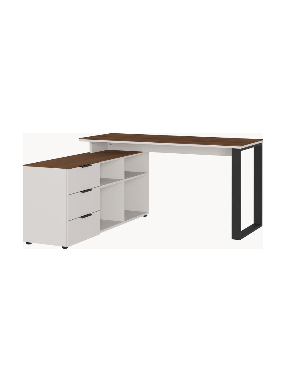 Bureau avec étagère intégrée Ancona, Beige clair, bois effet noyer, larg. 145 x prof. 60 cm