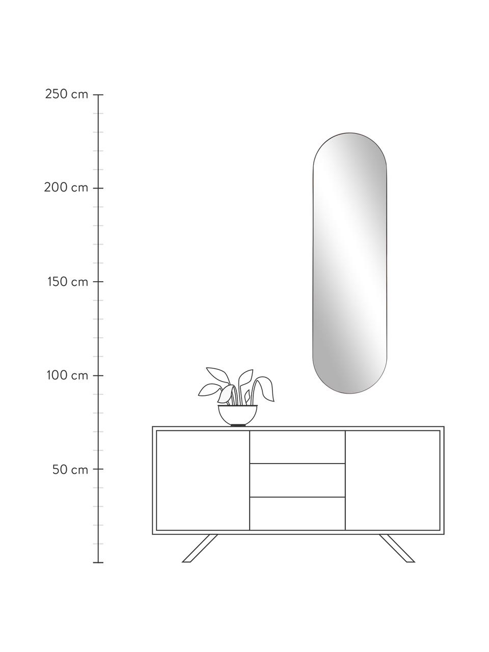 Espejo de pared ovalado de metal Lucia, Espejo: cristal, Parte trasera: tablero de fibras de dens, Negro, An 40 x Al 140 cm