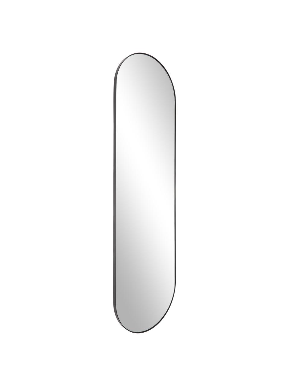 Ovaler Wandspiegel Lucia, Rahmen: Metall, beschichtet, Spiegelfläche: Spiegelglas, Rückseite: Mitteldichte Holzfaserpla, Schwarz, B 40 x H 140 cm