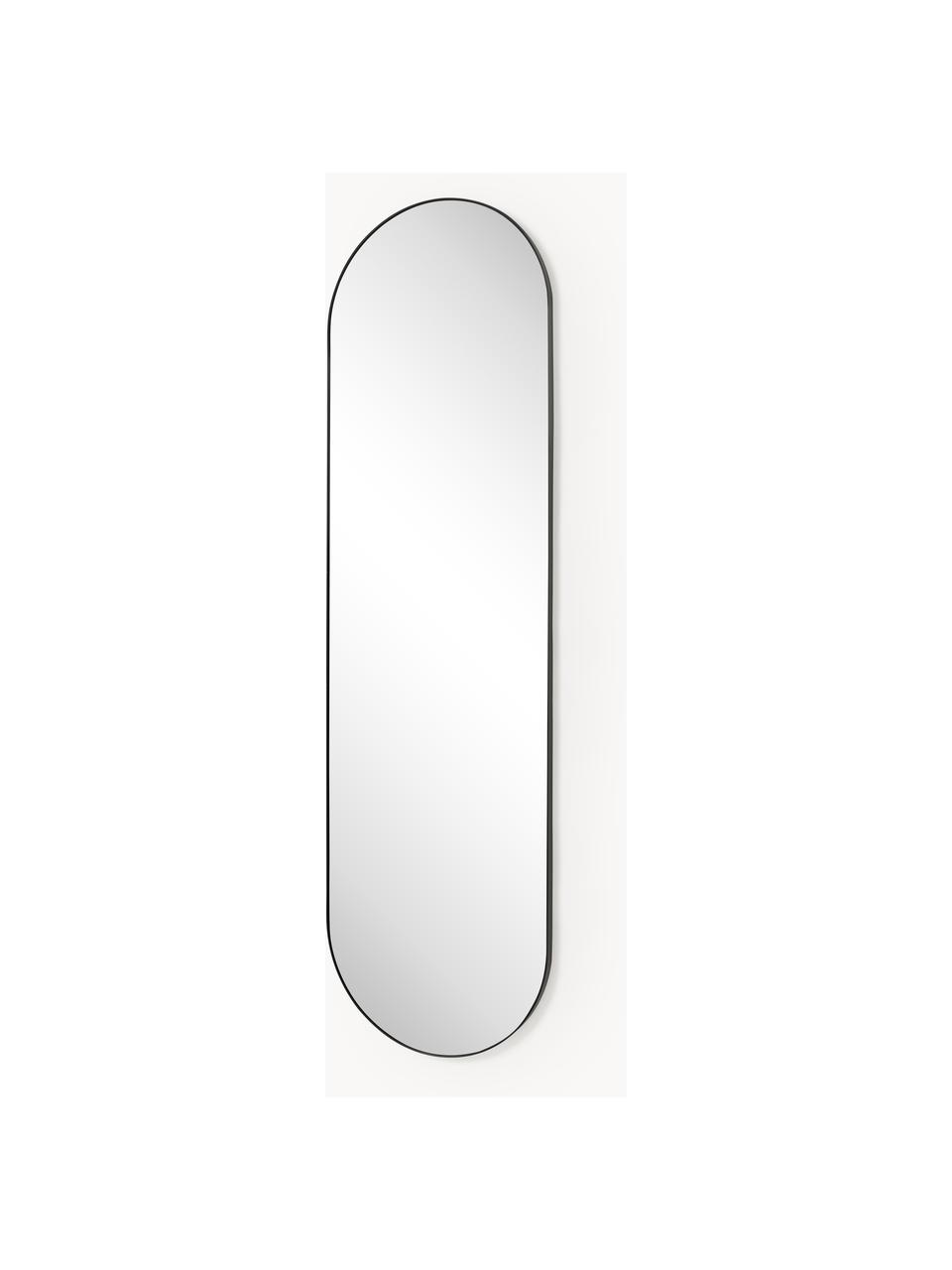 Ovaler Wandspiegel Lucia, Rahmen: Metall, beschichtet, Spiegelfläche: Spiegelglas, Rückseite: Mitteldichte Holzfaserpla, Schwarz, B 40 x H 140 cm