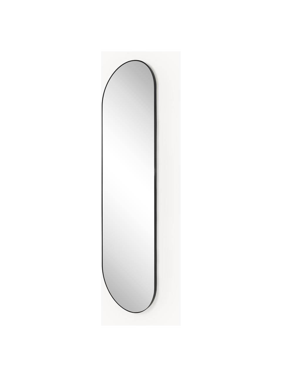 Specchio ovale da parete Lucia, Struttura: metallo rivestito Superfi, Retro: pannello di fibra a media, Nero, Larg. 40 x Alt. 140 cm